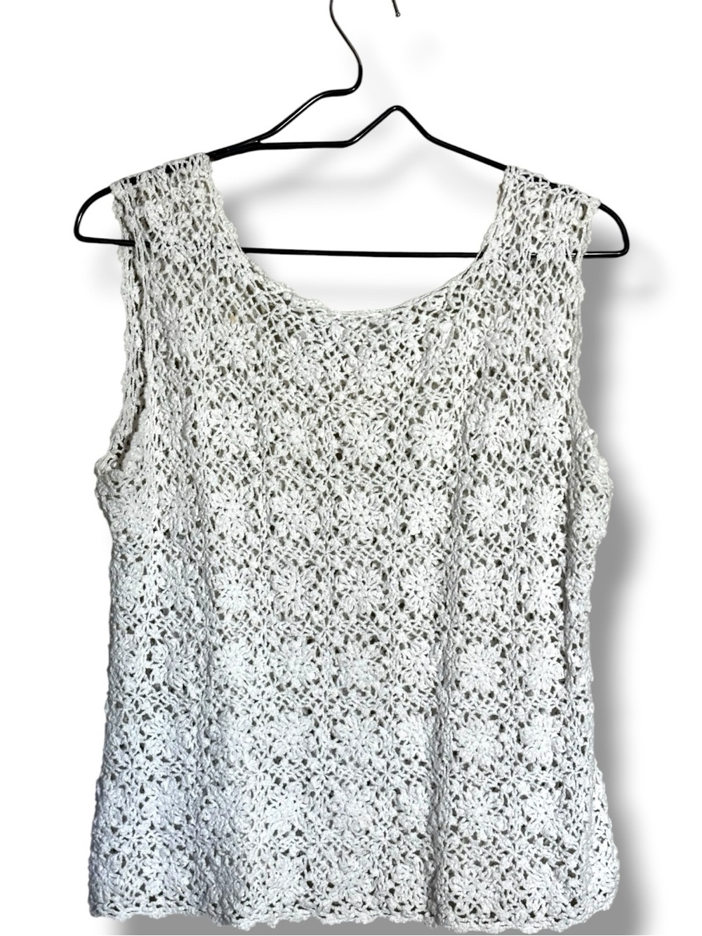Chico's White Sleeveless with Thick Straps Crochet Loose Fit Layerable Tank Top - Picture 16 of 16